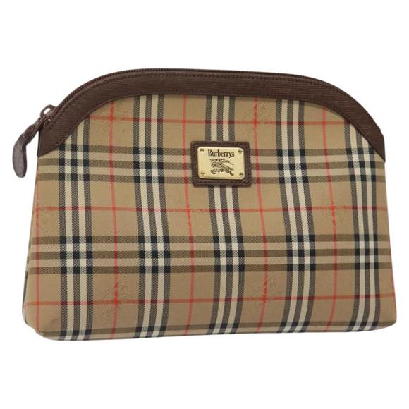Burberrys Nova Check Pouch Canvas Beige Auth 124566 - Picture 1 of 16